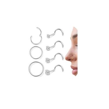 Imagem de Incaton Argola de nariz de 18 g e 20 g de piercing de nariz para mulheres, hipoalergênico, aço inoxidável cirúrgico 316L, articulada, segmento, septo, nariz, argola, hélice, cartilagem, Daith, tragus