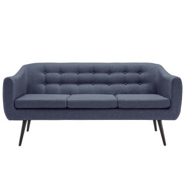 Imagem de Sofa 3 Lug Pes Tabaco 175 cm 7019 Linhao Azul Marinho Dmobiliario