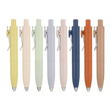 Imagem de 8 canetas retráteis de tamanho de bolso de 0,5 mm, canetas coloridas pretas de tinta gel, caneta de plástico pequena e gorda, caneta portátil para anotações, ferramenta de escrita suave para escola