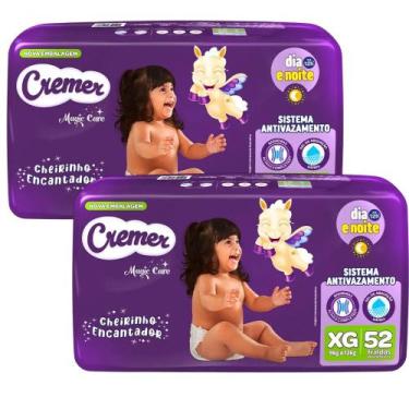 Imagem de Kit 2 Fraldas Descartáveis Cremer Magic Care Hiper XG 52 Tiras