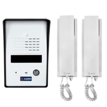 Imagem de Porteiro Eletrônico Garen PP Branco com Campainha LED e Monofones para Residência ou Comércio (2)