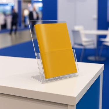 Imagem de Kit 10 Porta Folder de Mesa A6 em Acrílico Transparente – Ideal para Exposição de Panfletos, Folders e Informativos em Balcões e Recepção