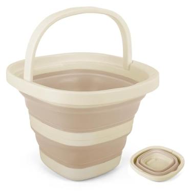 Imagem de Balde dobrável de 5L com alça, balde de esfregão para lavatório de água para cães, lavagem de carro, limpeza de janelas, banheira de plástico dobrável, vaso de água para atividades ao ar livre, praia
