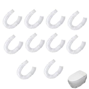 Imagem de NentMent Pacote com 10 capas de vaso sanitário inteligente descartáveis de plástico à prova d'água capas de vaso sanitário de uma peça para banheiro alongado bidê vasos sanitários pintura de parede