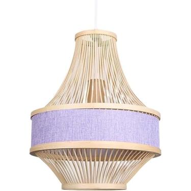 Imagem de luminária e pendente abajur oco estilo chinês lanterna de linho vime 1-luzes cesta de vime vime luminárias tecidas, lustre de luz