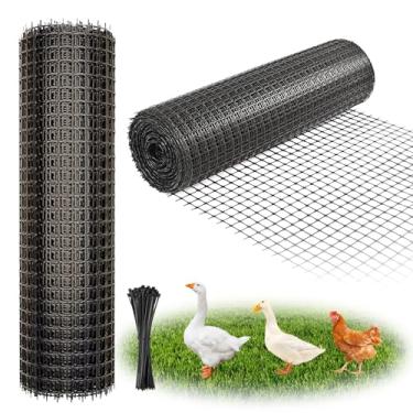 Imagem de DOLEMODUO Rolo de cerca de plástico resistente 50,8 cm x 50' - 0,8 x 0,8 polegadas, cerca reutilizável para jardim, proteção de coelho/aves, varanda e defesa de plantas (preto)