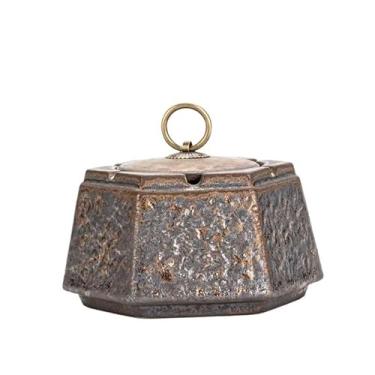 Imagem de Cinzeiro de ervas daninhas cinzeiro de cerâmica de estilo retro para casa, sala de estar, mesa de cabeceira, cinzas anti-moscas com tampa, cinzeiro selado, combustão anti-espontânea e resistente ao