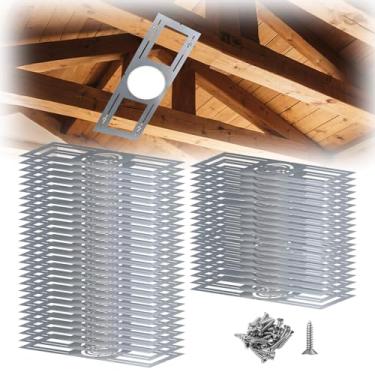 Imagem de Pacote com 48 novas placas de montagem para luzes LED de wafer embutidas, modelo de placa áspera de 9,5 cm para luminária de teto, suporte de caixa de aço de 66 cm, fácil instalação