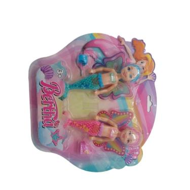 Imagem de Mini bonecas de sereia para crianças com cabelo e vestido de 