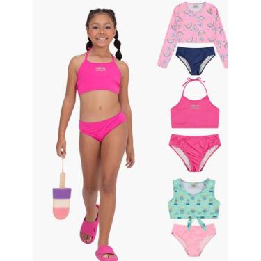 Imagem de Kit 3 Conjuntos Infantil Rosa Menina Praia e Piscina - Vida Costeira O