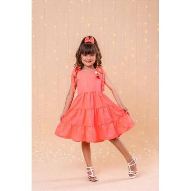 Imagem de Vestido Blogueirinha Rosa Neon Cerejinha - Tecido 100% Poliéster, Rose