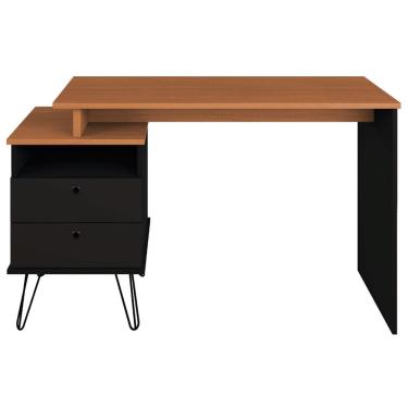 Imagem de Mesa Para Escritório Escrivaninha Home Office Versa A02 Freijó Preto - Lyam Decor