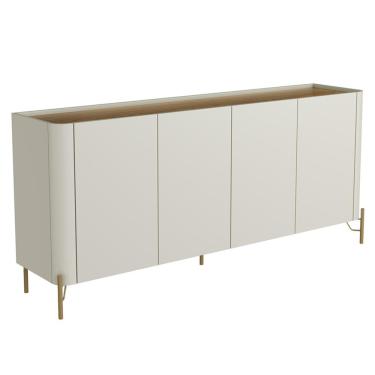 Imagem de Aparador Buffet Para Sala de Jantar 4 Portas Pés Industrial Dourado Naim I03 Luna Louro - Lyam Decor