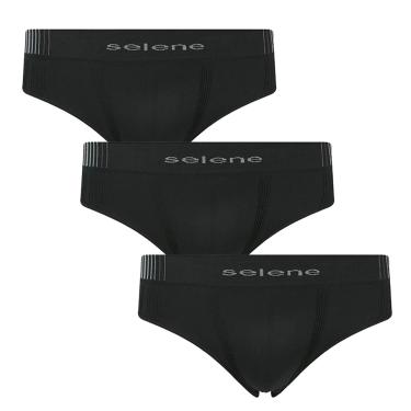 Imagem de Kit 3 Cuecas Slip Selene Sem Costura Masculino - Preto
