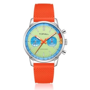 Imagem de TOPHILL Seagull 1963 Pilots Relógio de pulso masculino cronógrafo mecânico de corrida original Seagull ST1901 Movimento 40 mm safira luminosa piloto, Pulseira laranja verde