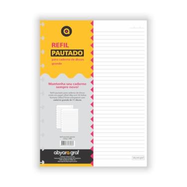 Imagem de Refil de folhas Pautado para Caderno de Discos Grande com 50 folhas com 11 furos abyara graf compatível com Caderno Inteligente