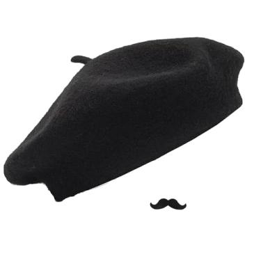 Imagem de XuoAz Boina francesa para mulheres e homens, fantasia de artista de Halloween com bigodes falsos para acessórios de cosplay de Halloween