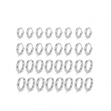 Imagem de Kit 3, 6 ou 12 Pares Brinco Argola Aço Inox Prata - Tamanhos P, M, G (8, 10, 12mm) - Unissex Hipoalergênico (3)