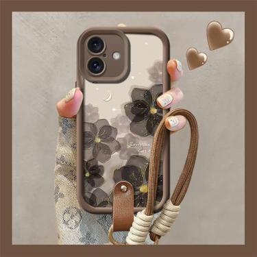 Imagem de Capa de celular com cordão de flores retrô para Xiaomi 14T 12T 13T 11T 15 14 12 13 Poco X6 X5 X3 F3 F5 Pro Lite, capa com alça de pulso pendurada, XCJ41, PKCoffeeSS, para Xiaomi 15