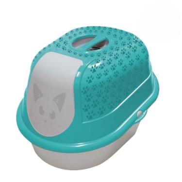 Imagem de BANDEJA HIGIÊNICA PARA GATOS CAIXA DE AREIA FECHADA GRANDE CAT TOALETE FILTRO ANTIODOR FURACÃO PET (VERDE)