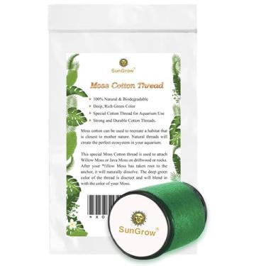 Imagem de SunGrow Moss Cotton Thread, 20 Meters, Dark Green Color Similar to Willow Moss, Dissolves Eventually, Securely Attaches Floating Plants