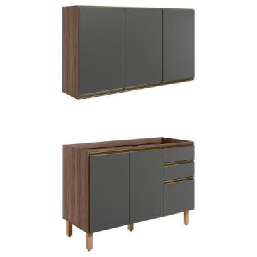 Imagem de Armario Aereo Balcao Pia 120 Cm Mdf Kali Carvalho Toq - Nicioli Móveis