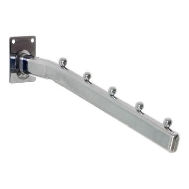 Imagem de 2X Cabide Suporte Arara Cromado Rt Curvo De 30Cm Para Parede