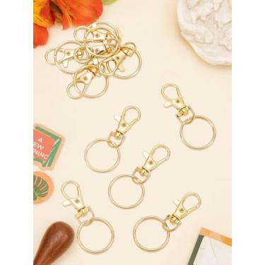 Imagem de 10 peças de fechos de chaveiro de liga de ferro, fechos giratórios dourados com chaveiro, ganchos de clipe de chaveiro, fecho de garra de lagosta para fazer pulseiras, brincos, colares, joias, 3,4 x