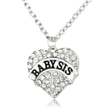 Imagem de Colar de irmã de presente para irmãs mais velhas e irmãs, irmãzinha, pingente de coração para mulheres, presente de aniversário de Natal para irmãs, One Size, Strass, Sem Pedra Preciosa