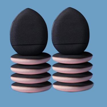 Imagem de 10 peças de esponja cosmética puff mini almofadas de ar para o dedo corretivo base líquida pó molhado seco uso ferramentas de beleza, preto
