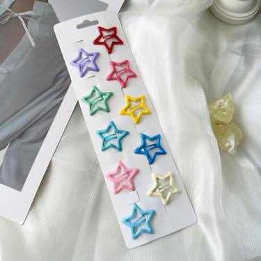 Imagem de 10 peças de grampos de cabelo com fecho de estrela, amarelo, roxo, verde, rosa, azul, acessórios para presilhas de cabelo