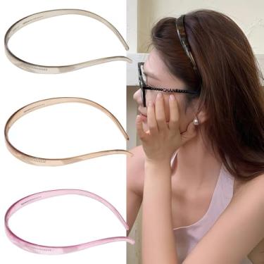 Imagem de 3 faixas de cabelo de plástico sem dor de cabeça para mulheres e meninas com óculos de sol flexíveis, faixas de cabelo sem escorregar, pente de dentes, ideal para cabelos finos, confortáveis, leves e