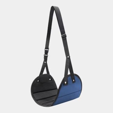 Imagem de Rede portátil para viagem, pé de avião confortável, descanso de rede para pés de mesa e suporte em azul marinho