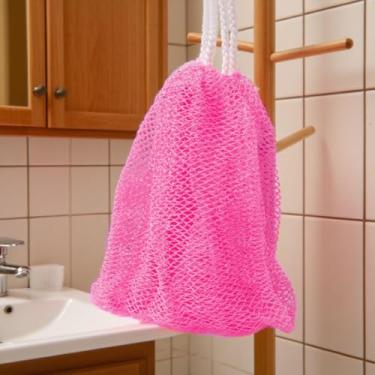 Imagem de Esponja de rede africana, esponja de banho africana de nylon, esfoliante corporal, panos de esponja de rede para banho, ótimo para uso diário, rosa vermelha
