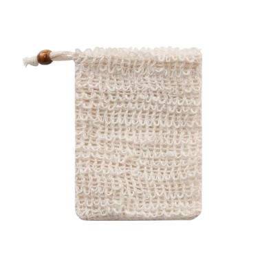 Imagem de Bolsa protetora de sabão de sisal natural – 1 bolsa de sabonete esfoliante para melhor espuma e esfoliação suave da pele, 14 cm C x 9 cm L, linho