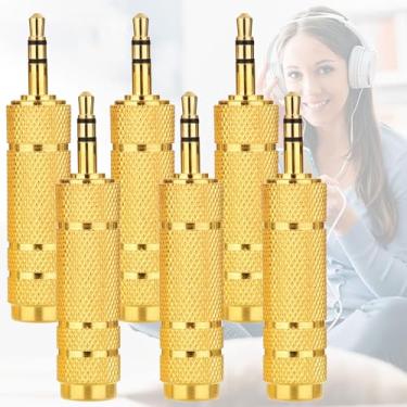 Imagem de Adaptador estéreo macho de 3,5 mm para fêmea de 6,35 mm, conversor de conector de áudio de cobre puro para fones de ouvido, amplificador, alto-falante – adaptador de fone de ouvido de 1/20.3 cm para 1