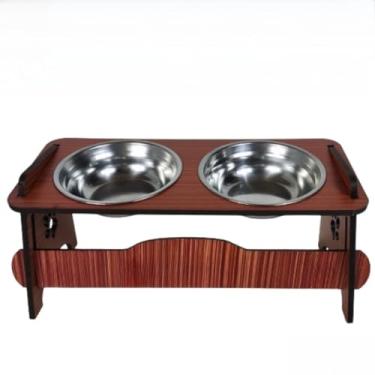 Imagem de Comedouro PERSONALIZADO Pet com Tampas Inclinável – Potes Inox para Cães e Gatos(Cerejeira,P)