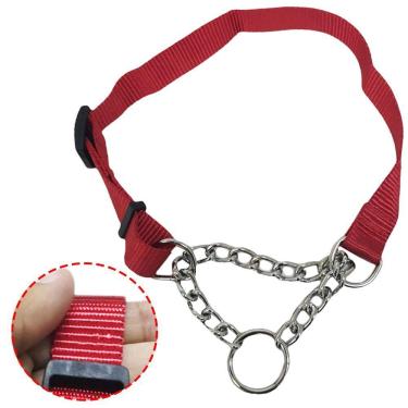 Imagem de Coleira Cachorros Caes Guia Ajustavel Corrente Semi Enforcadora Elo Torcido Pet Cao Adestramento