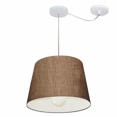 Imagem de Lustre Pendente Cone Com Desvio De Centro Vivare Md-4274 Cúpula Em Tecido 30x40cm - Bivolt Café 127/220v
