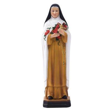 Imagem de Figura de escultura Freira segurando rosas e crucifixo 20,7 cm - Resina