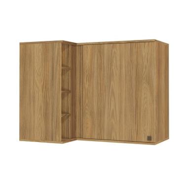 Imagem de Armário Aéreo De Canto Reto Celeste Mdf 1 Porta 4 Nichos