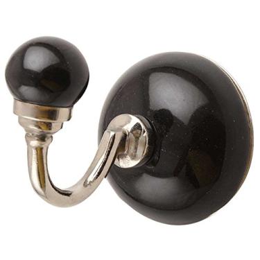 Imagem de Indian Shelf 1 peça de ganchos decorativos redondos pretos de cerâmica para cozinha ganchos de parede exclusivos de cerâmica para pendurar toalha gancho de casa de fazenda mochila bolsa cabide