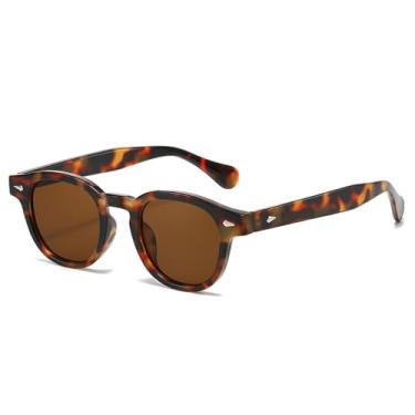 Imagem de Óculos de Sol Feminino Oval com Rebites e Proteção UV400 Estilo Punk para Esportes ao Ar Livre, Corrida e Ciclismo, Estampa de Leopardo