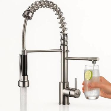 Imagem de Torneira Cozinha Gourmet Aço Escovado Quente/Frio Misturador Monocoman