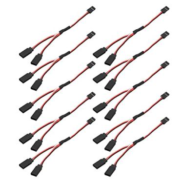 Imagem de KIMISS Cabo de Extensão Servo Tipo Y de 10 Unidades, Conector Fêmea de 3 Pinos para Macho para Aeronaves RC, Helicópteros e Carros - Ideal para Conexões Estendidas (Tipo Y 150mm fêmea para macho