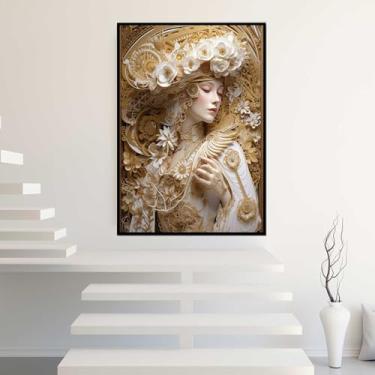 Imagem de Quadros Decorativos com Moldura Folhas Marrom Bege Dourada Sala Quarto Kit Conjunto 2