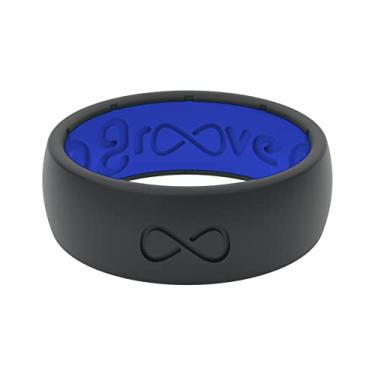 Imagem de Groove Life Anel de casamento de silicone para homens – Anéis de borracha respirável para homens, cobertura vitalícia, design exclusivo, anel masculino de ajuste confortável – Original sólido 11 Preto