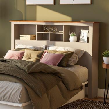 Imagem de Cabeceira Casal Box Martina C/ Prateleira Off White Madeira