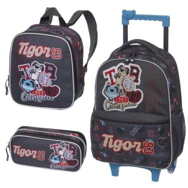 Imagem de Tigor Kit Mochila Infantil Rodinhas Lancheira e Estojo Nova Coleção 20