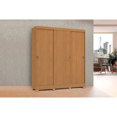 Imagem de Guarda Roupa Casal 3 Portas De Correr E 2 Gavetas C/ Pés Cb02r589 Canela - Kappesberg